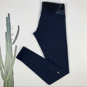 Lululemon Wunder Under 8 Blue Reversible Leggings